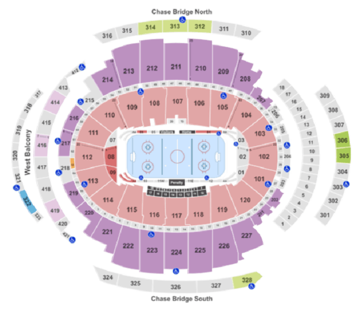 Mapa asientos Madison Square Garden para los New York Rangers