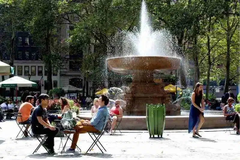 Una fuente en Bryant Park, Nueva York