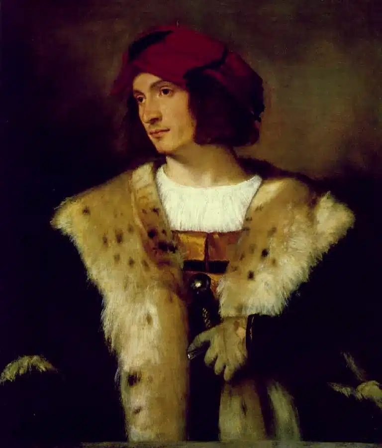 Retrato de hombre joven con forro de piel - Tiziano