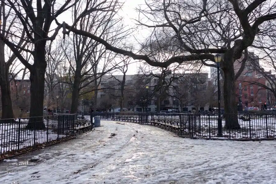 Tompkins Square Park con la nieve, Nueva York