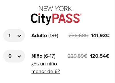 Precios New York CityPASS en la web oficiál